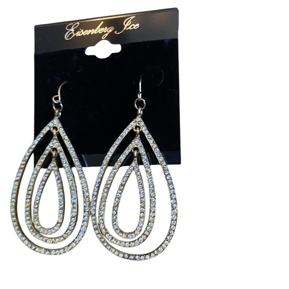 NWT Eisenberg Ice From Nordstrom Rhinestone Accented Teardrop Earrings - Picture 3 of 3